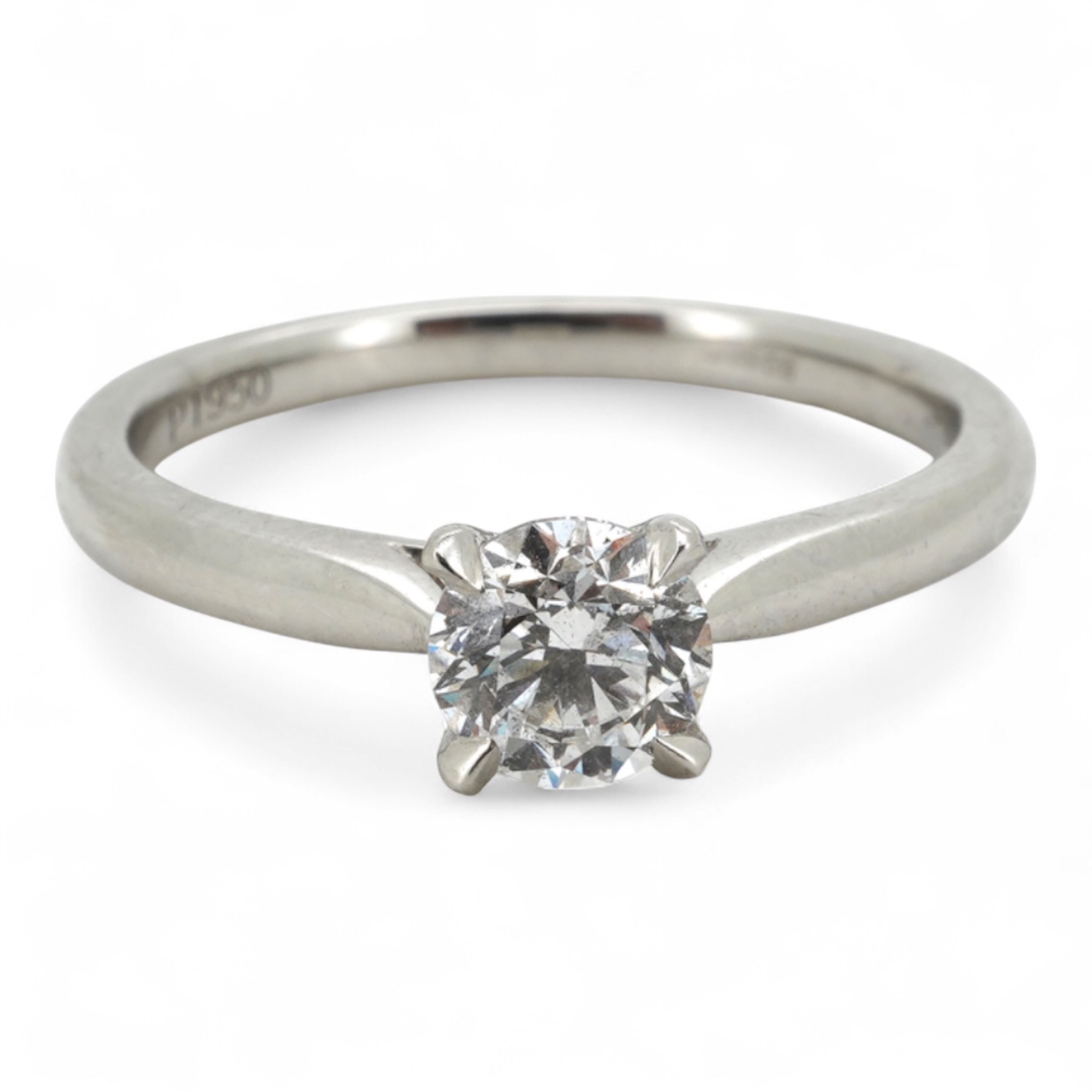A diamond ring, claw-set with a brilliant-cut diamond weighing approximately 0.55 carats, mounted in platinum, size L1/2, British hallmarks, gross weight approximately 4 grams